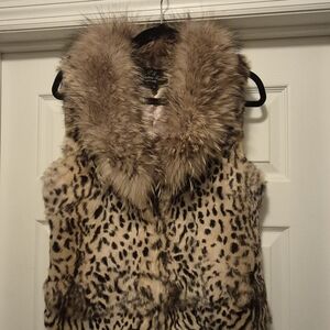 C F Charm Elegant Rabbit Fur Vest Women's size M
